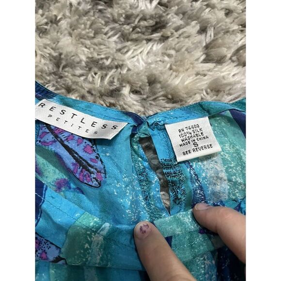 Restless Petites Blue Nautical Ocean Theme Silk Outfit Size Small - Picture 2 of 5